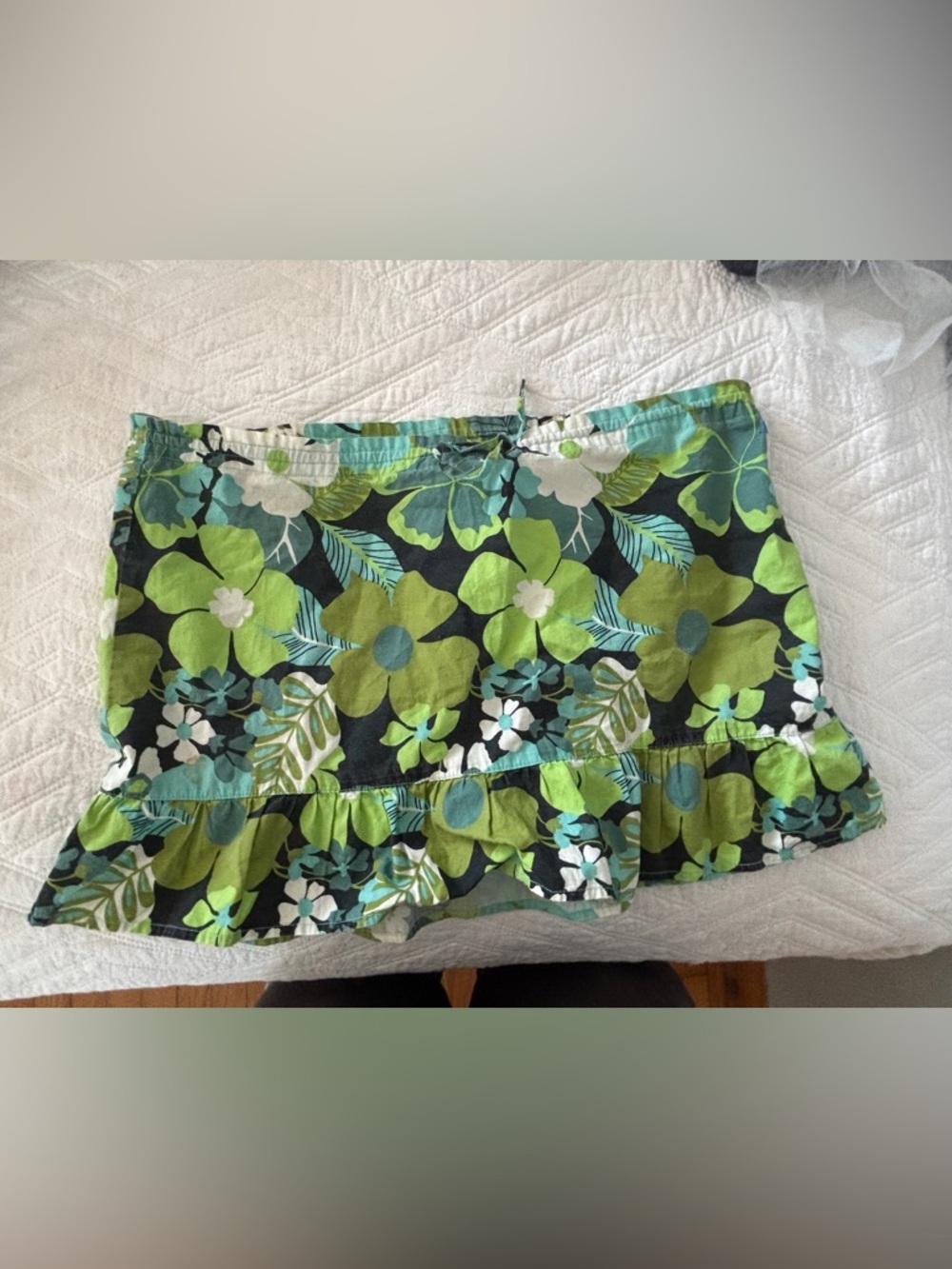 Vintage mini skirt Old Navy Teal and Lime Floral Skirt